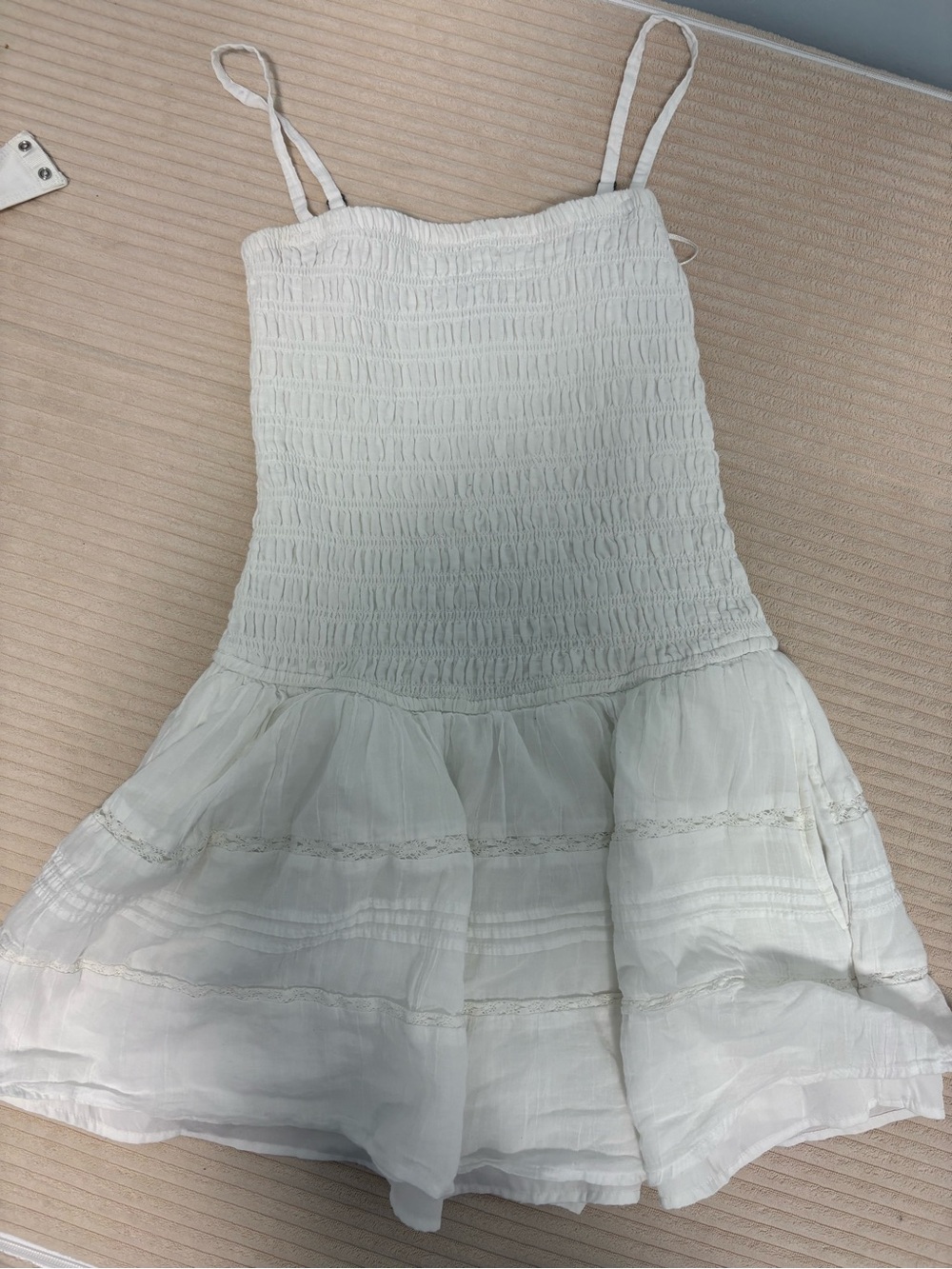 Hollister White Smocked Spaghetti-Strap Sundress